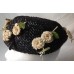 Vintage Dana Marte Original Black Woven Hat w Flowers  eb-42503562